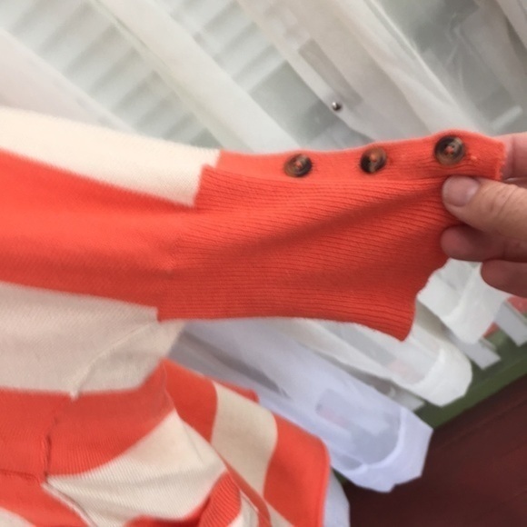 SPLENDID orange and white striped open sweater - Picture 2 of 7